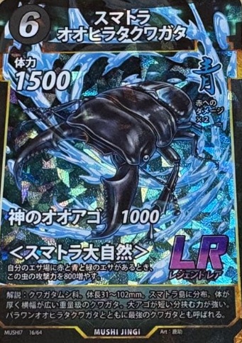 蟲神器 第7弾LRカード「スマトラオオヒラタクワガタ」のカードイラスト